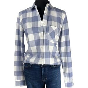 UNTUCKit Volnay Blue White Buffalo Check Button Up Shirt Size 2 Farmcore Cowgirl